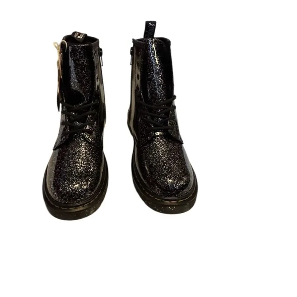 Dr. Martens 1460 Kids Black Glitter Lace-Up Boots Size 6 US